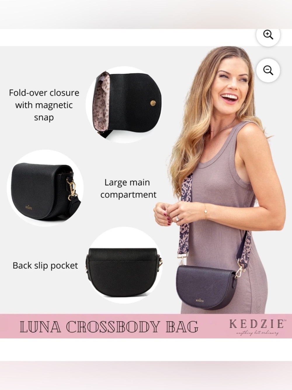 Kedzie Black Luna Crossbody Bag - Picture 3 of 4